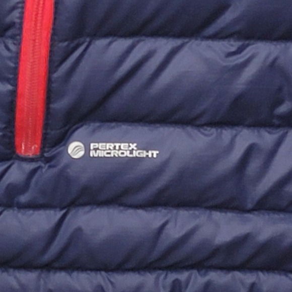 Rab Microlight Alpine Down Jacket Mens Small Navy Blue Hooded Pertex Lightweight - Picture 5 of 11